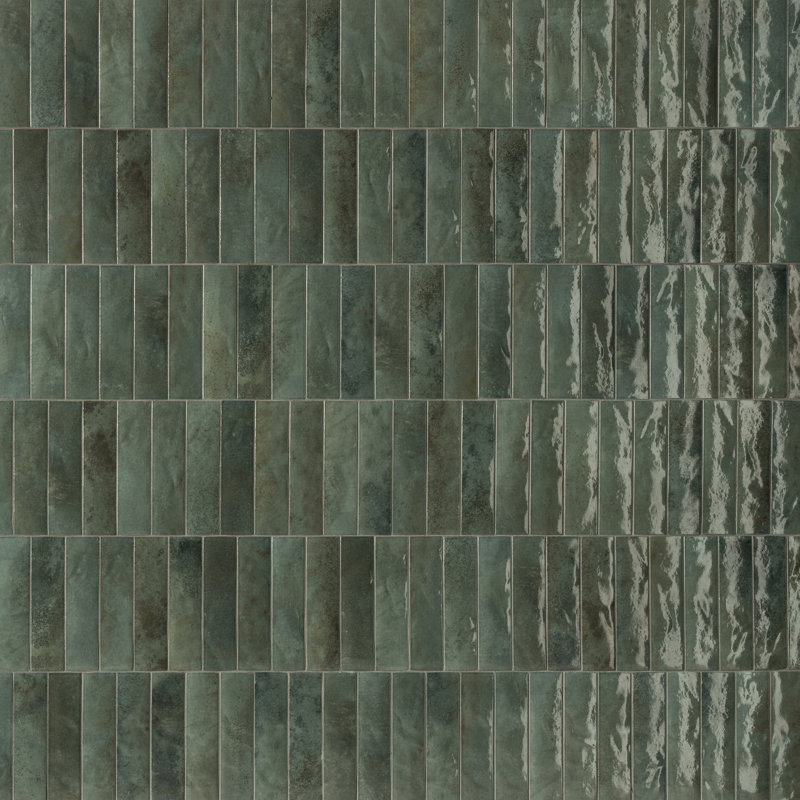 Miniature Soda 2.5" x 9.5" Zellige Porcelain Italian Tiles, Petroleum Green