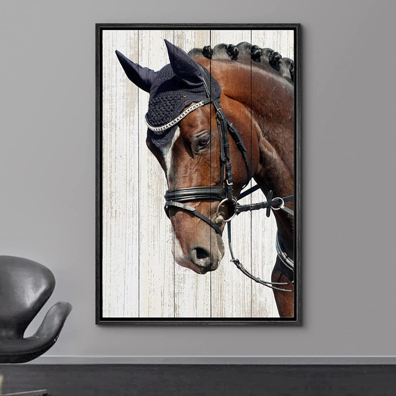 Impression sur toile, "Cadre de cheval", Cadre noir, H 36 po x l 24 po x P 1,5 po