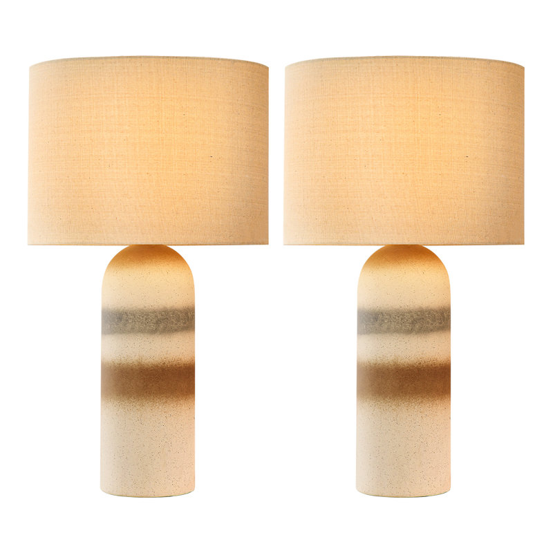 Kurtina Ceramic Table Lamp, White Brown