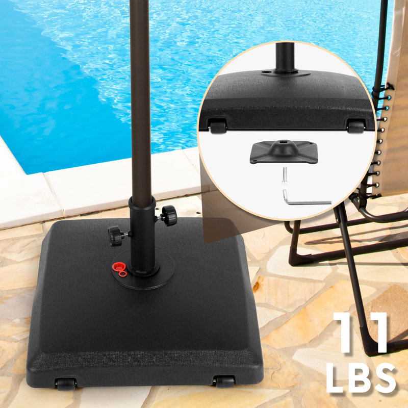 Black Square Steel and Polyethylene Wheeled Umbrella Base