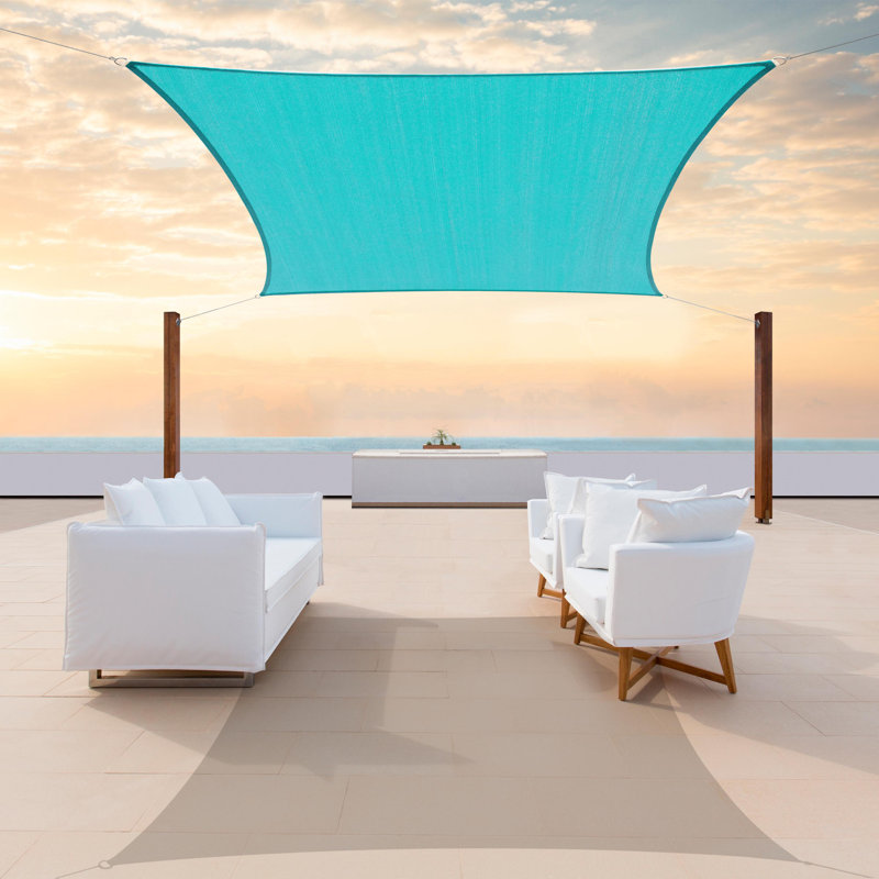 Voile d'ombrage rectangulaire avec 4 cordes d'installation, Turquoise, 8 pi x 16 pi