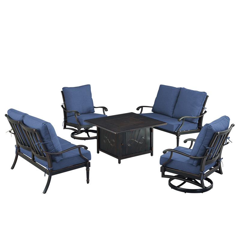 Ensemble de conversation d'extérieur pour 6 personnes avec coussins Paidi, Bleu