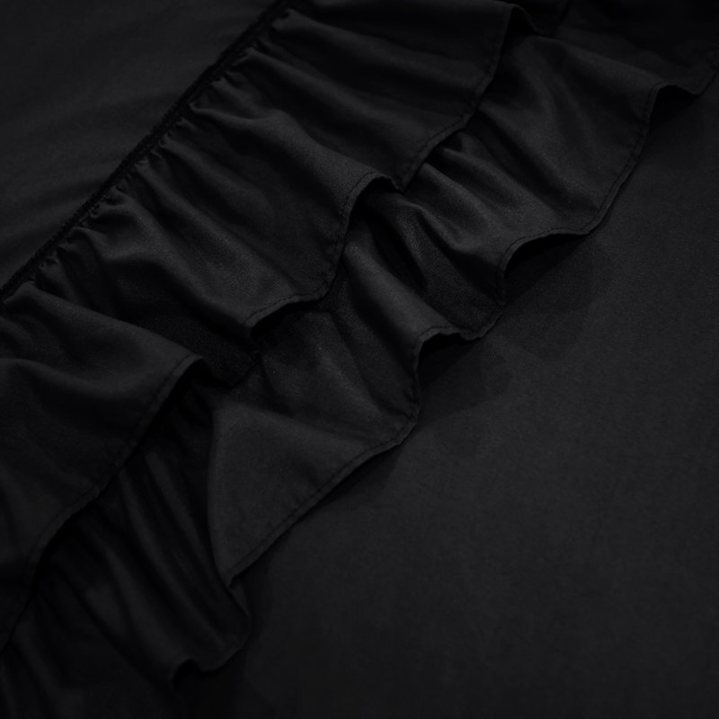 Amiela Microfiber Solid Colour Duvet Cover with Pillowcases Included, Black, Super King + 2 Standard Pillowcases