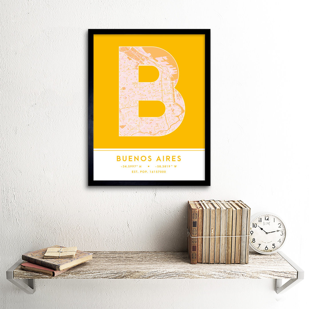 Buenos Aires City Map Buenos Aires Argentina City Map - Single Picture Frame Typography