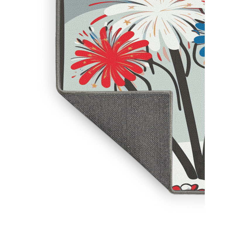 The Holiday Aisle® Indepence Day Firecraker Summer Holiday Rug, Rectangle 4' x 6'