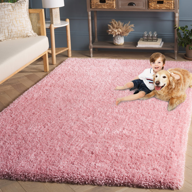 Slusser Shag Hand Tufted Performance Solid Color Rug, Rectangle 5' x 8'