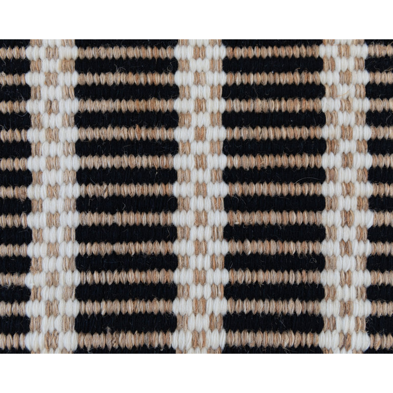 Jute & Wool Striped Rug, 3' x 8', Black