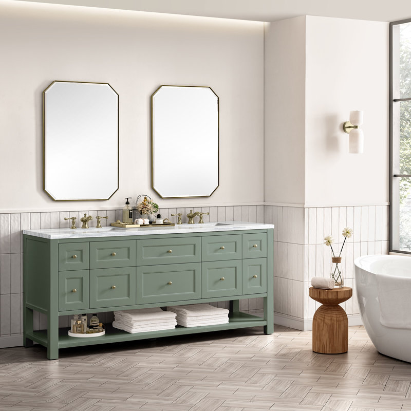 Breckenridge 72'' W Double Vanity, Charcoal Soapstone, Smokey Celadon, 8" Widespread
