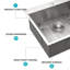 Évier de cuisine encastrable 25 po x 22 po x 9 po à cuve simple en acier inoxydable de calibre 16 25 po