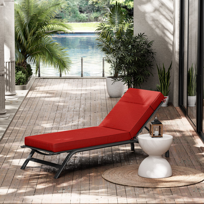 Outdoor Chaise Lounge Cushion – Weather-Resistant, Reversible, Plush Comfort, 21" W x 72" D, Crimson Red