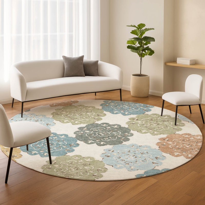 Machine Washable Indoor/Outdoor Adalaide ACN2353 Casual Rug, Round 8'