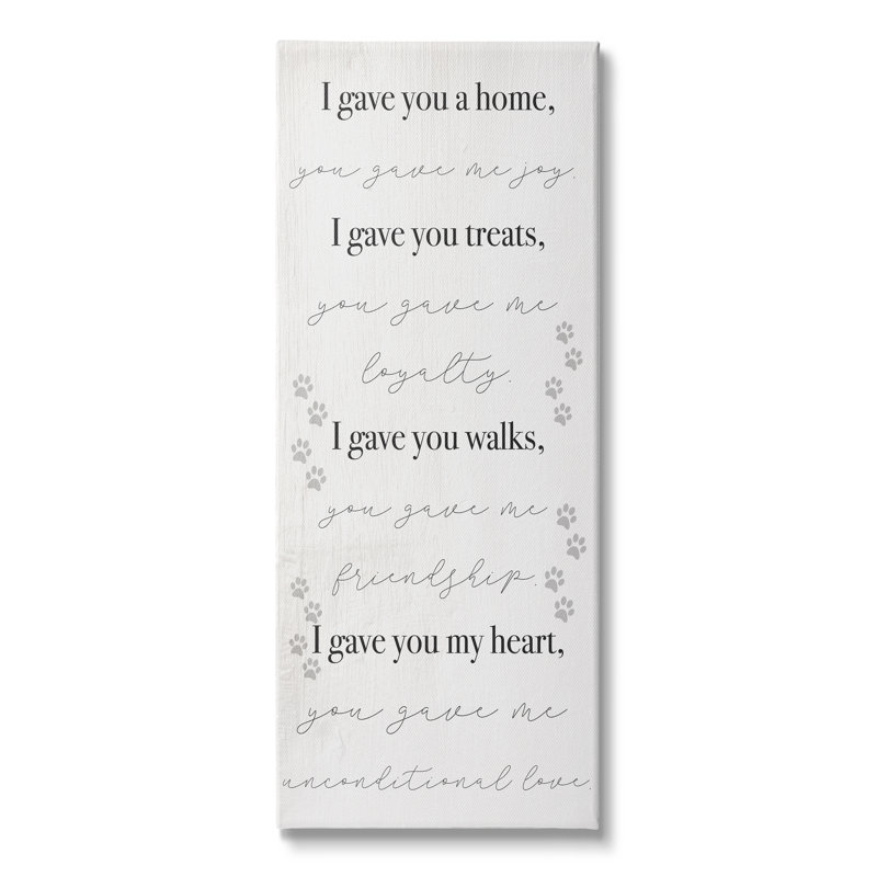 Gave You My Heart Pet Dog, H 30 po x l 13 po, Toile tendue