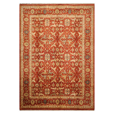 Tapis oriental rouille traditionnel en laine noué à la main 9 pi 9 po x 13 pi 10 po