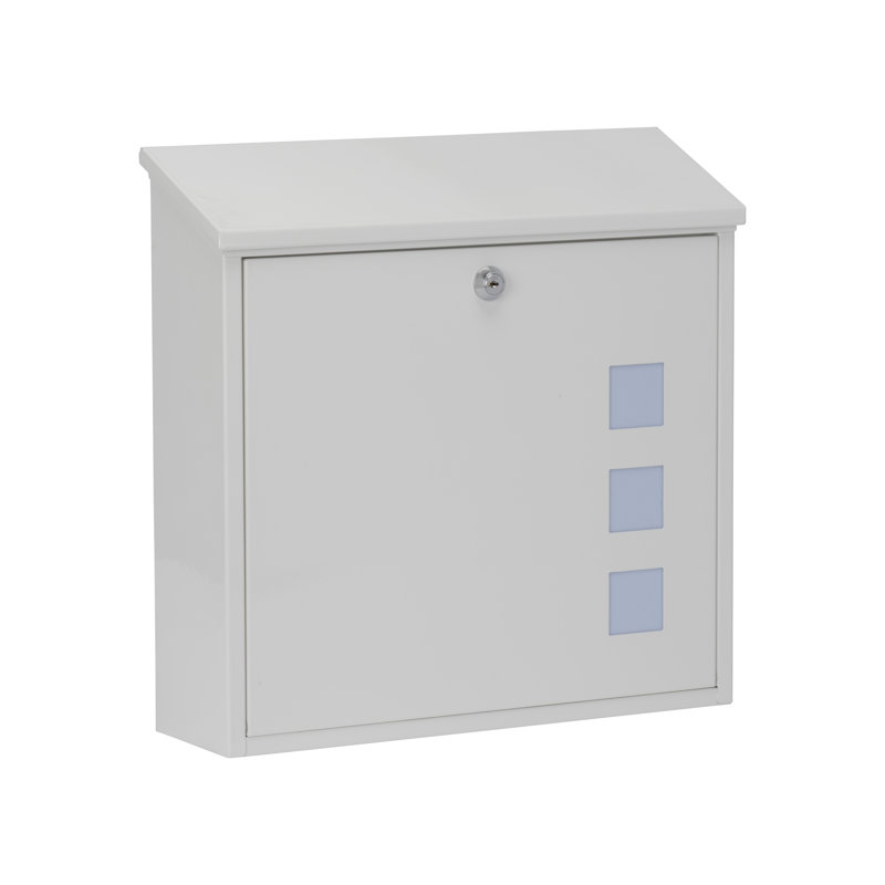 Aire Wall Mounted Galvanised Steel Lockable Weatherproof Post Box - 37x36x11cm, White
