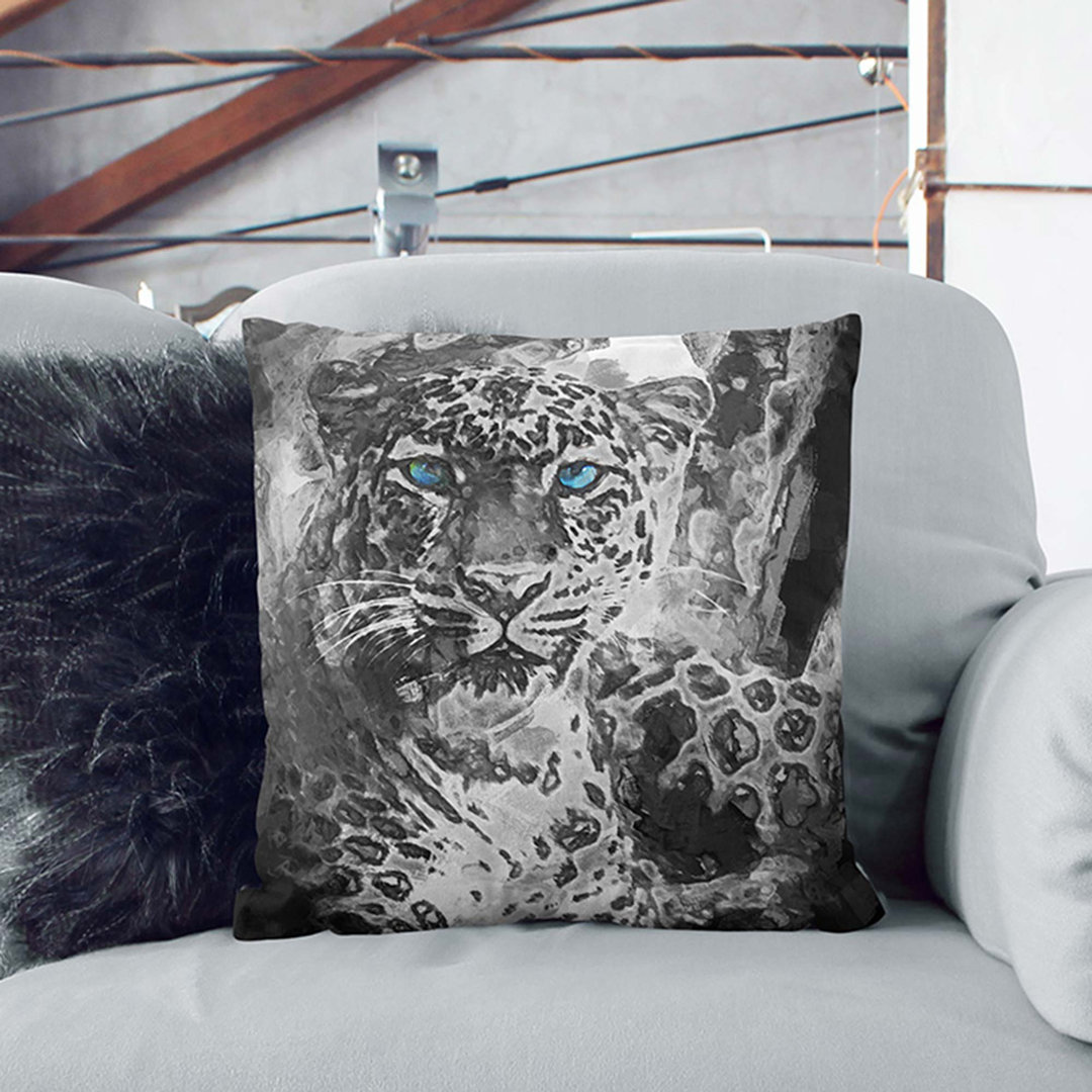 Bright Eyed Leopard in Abstract Cushion with Filling