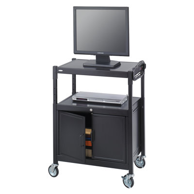 Adjustable Mobile AV Cart with Locking Cabinet