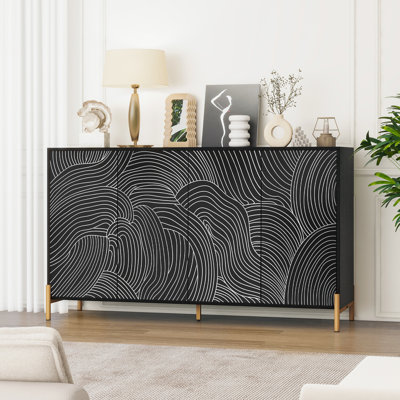 Buffet Cabinet With Storage, Accent Cabinet With 4  Doors ,Decorative Sideboard With Adjustable Shelves For Living Room, Entryway, Kitchen