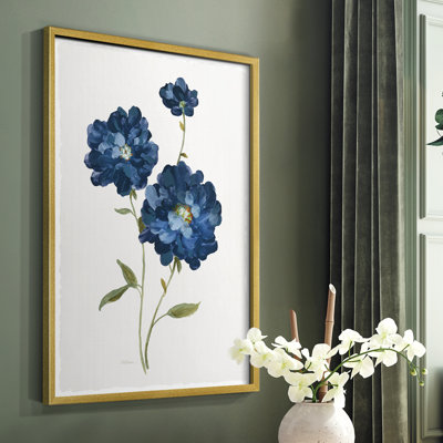 Blue Mums Framed Print - Solid Wood