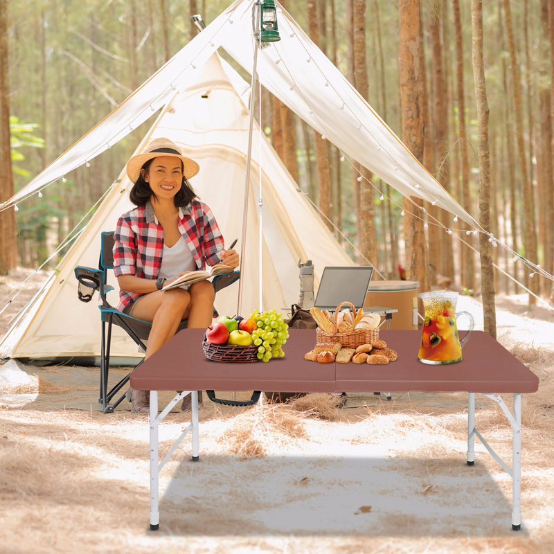 Table pliante portative à poids pliable pour l'intérieur et l'extérieur - 135 kg, Brun
