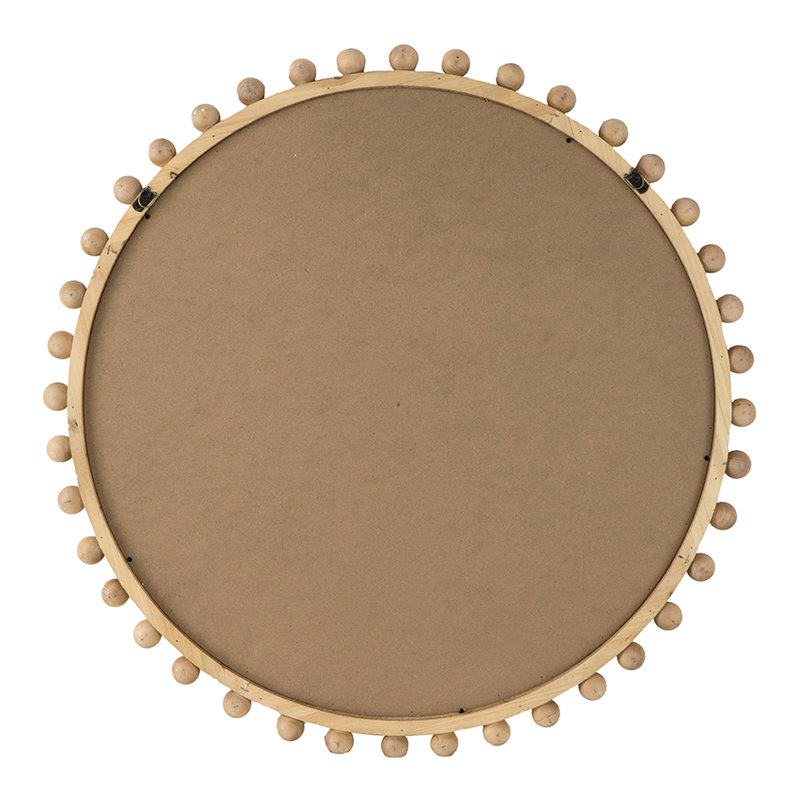 Miroir rond en bois avec cadre perlé pour décoration de salon 33,5 x 2 x 33,5 pouces avec entrée