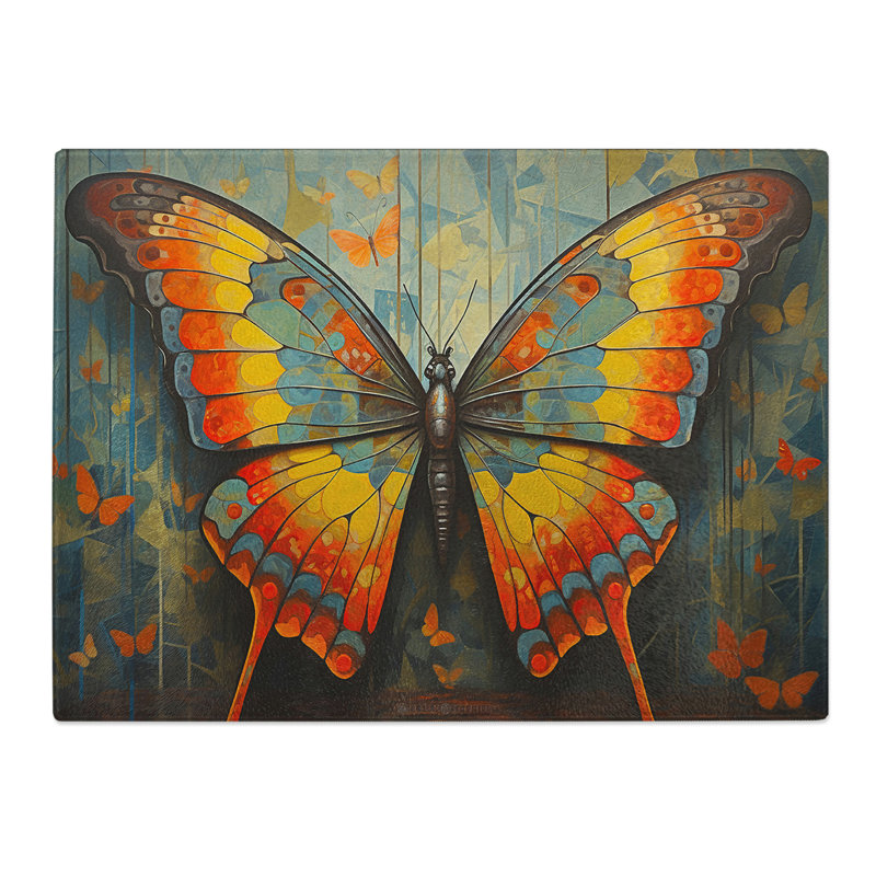 Butterfly Art Deco  Glass Chopping Board