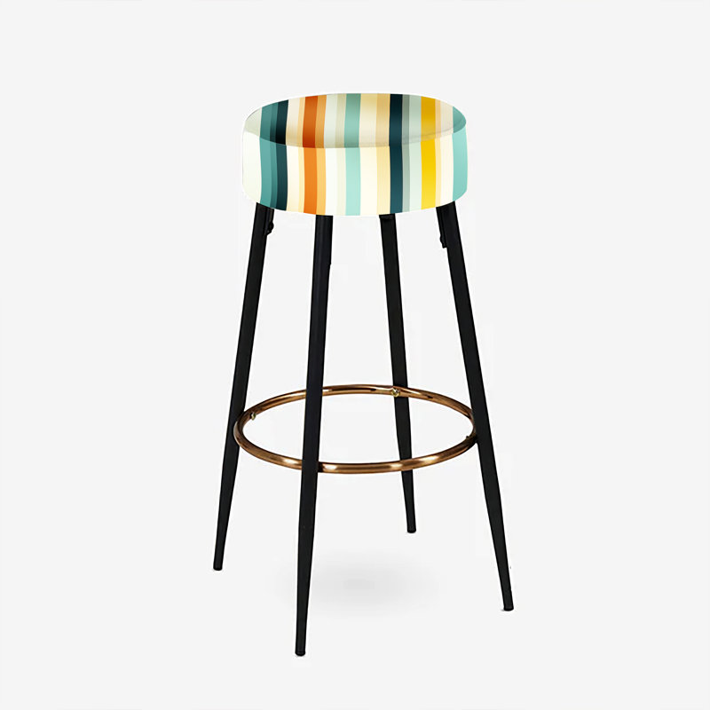 Ensemble de 2 tabourets de bar rayés beige et vert Harmony