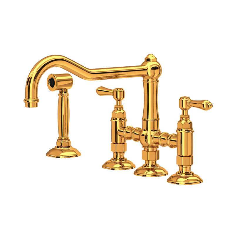 Acqui® Bridge Faucet with Handles, Itallian Brass, Metal Lever Handle