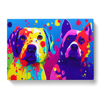 Two Painted Dogs Abstract - Wrapped Canvas