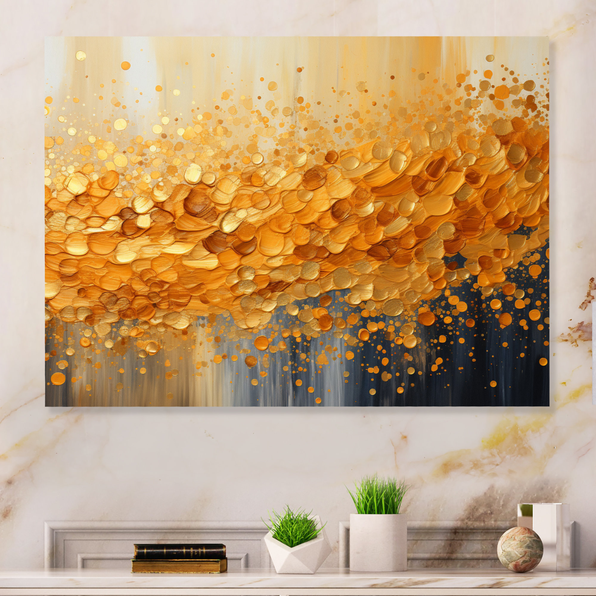 Everly Quinn Golden Radiance I - Abstract Landscape Metal Wall Art