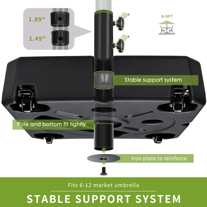 4.1kg Plastic Free Standing Umbrella Base with Wheels