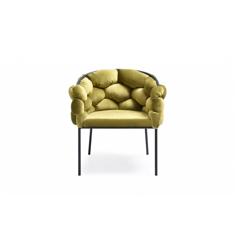 Lawncrest 18'' H Upholstered Metal Armchair, Green, Black