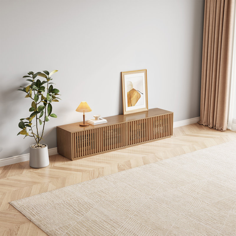 Mid Century TV Stand for Living Room,Modern TV Media Console with Ample Storage, Beige Wood