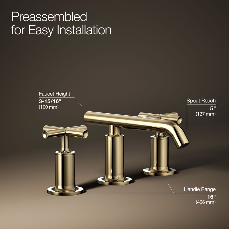 Purist Widespread Bathroom Sink Faucet, Vibrant French Gold