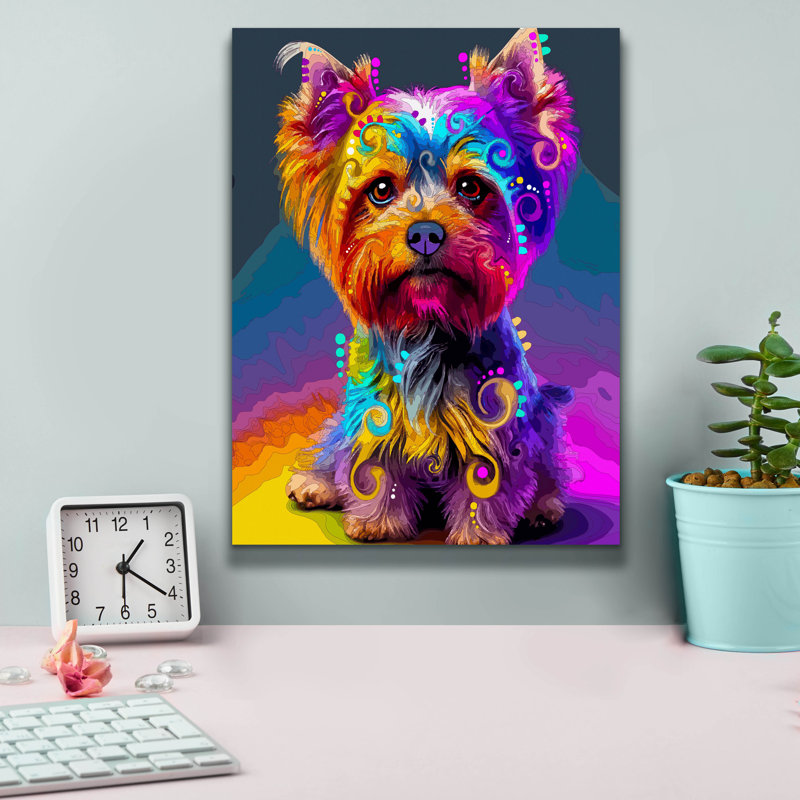 «The Soph sophistiqué Yorkie» par Dean Russo, art mural sur toile, H 16 po x l 12 po x P 0,75 po