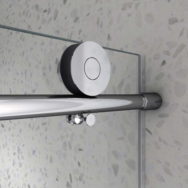 Frameless One Fixed And One Shifted Shower Door,Stainless Steel Large Pulleys With Adjustable Soft Closing Function,With Nano Easy Cleaning,Stick Explosion-Proof Menbrance