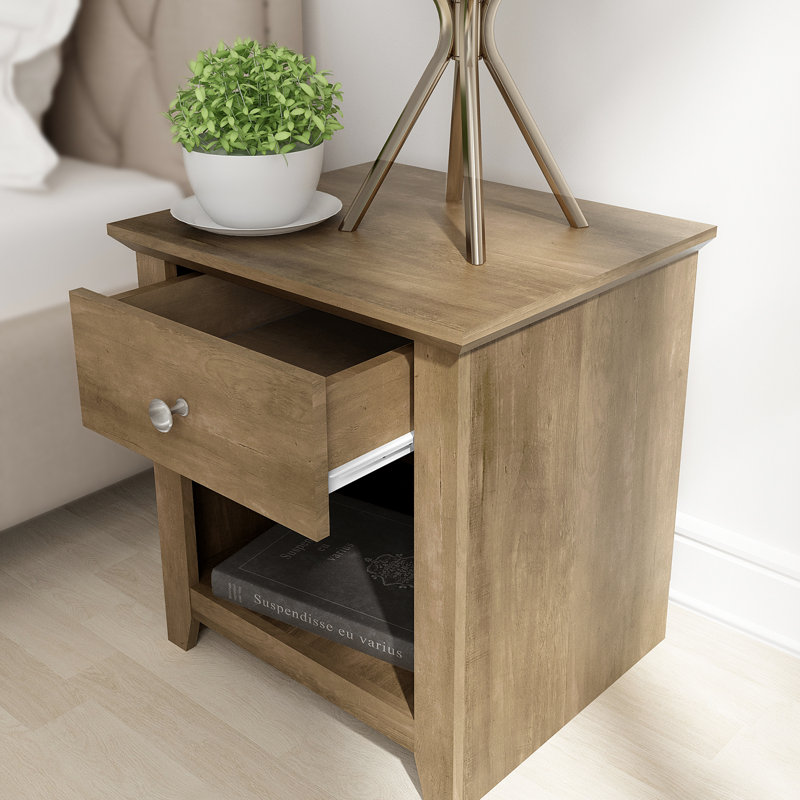  Table de chevet 1 tiroir Tevrat l 19,3 po, Chêne noueux