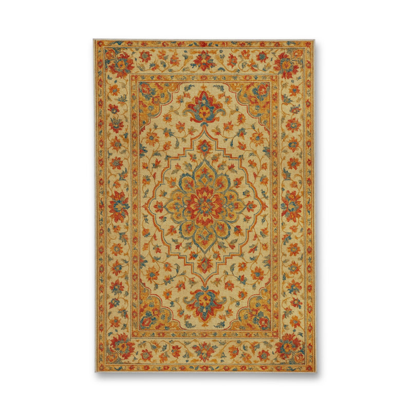 Tapis bleu tissé lavable rétro Mosso, 2'6" x 9'10"