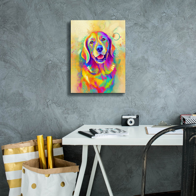 Pop Art Golden Retriever 4' by Furbaby Affiliates Canvas Wall Art, 16" H x 12" W
