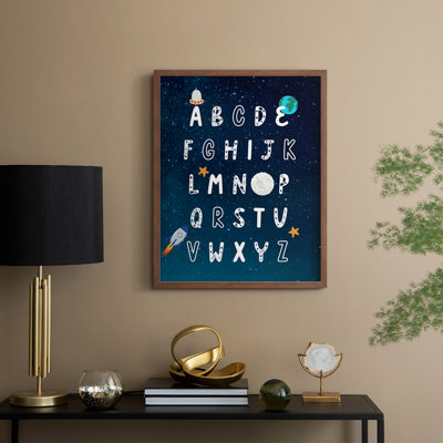 Space Exploration Alphabet Framed Print - Solid Wood