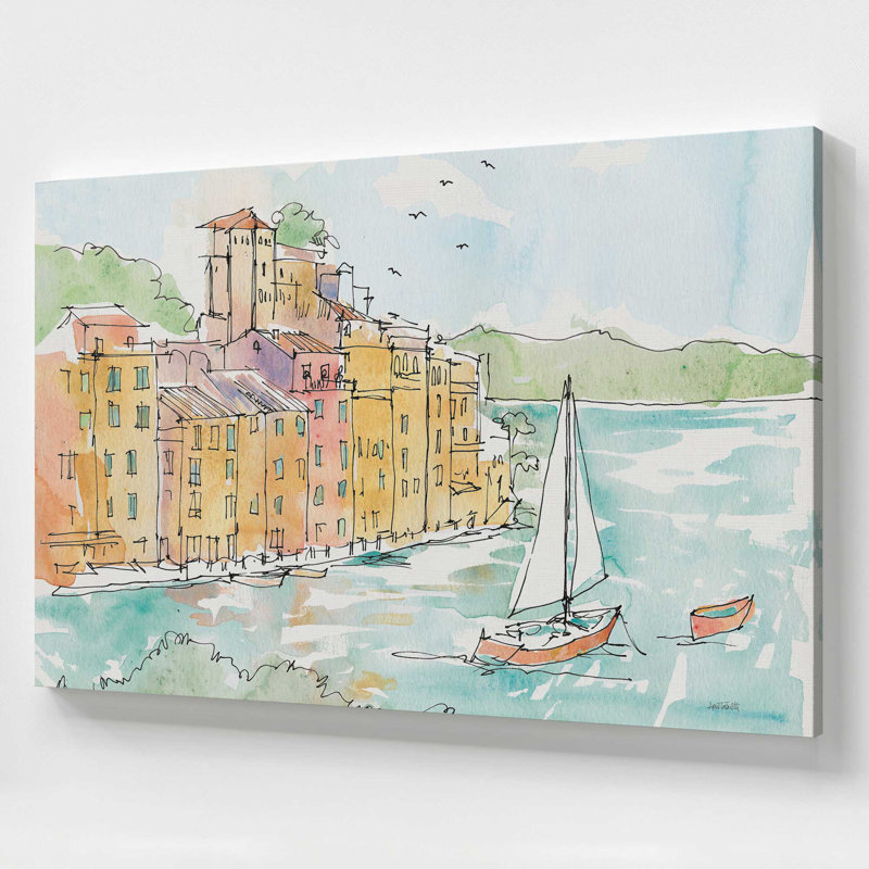 Voiles sur le bord de l'eau, grande impression sur toile, H 36 po x l 54 po