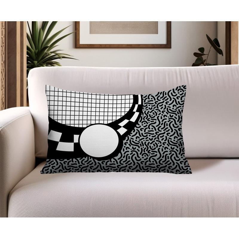 Coussin lombaire réversible Dotrix, Rectangle H 14 po x l 20 po, Gris