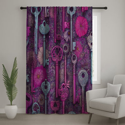 Vintage Keys Window Curtains, Decor Sheer & Blockout Curtains - 1 Panel