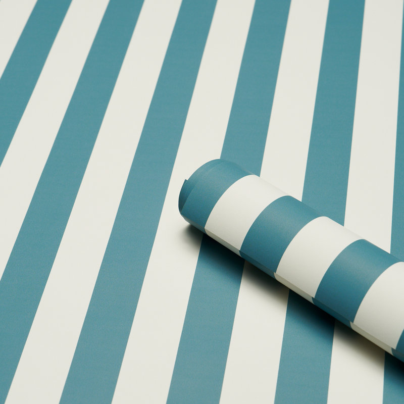 Papier peint à rayures Emma, Azure