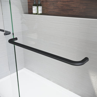 Sliding Shower Glass Door 44 - 48 In. W X 72 H, Adjustable Semi Show, Thick Clear Tempered Glass, 304 Stainless Steel Handles, Black Specificity , Matte