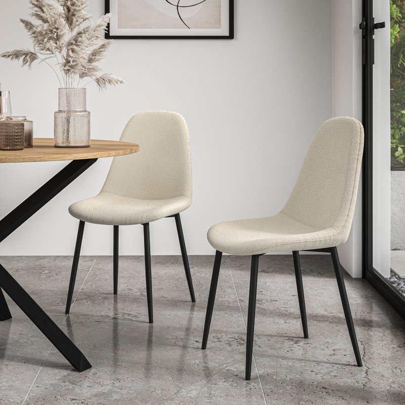 Marone 46cm H Boucle Upholstered Upholstered Back Side Chair in Ivory, 8
