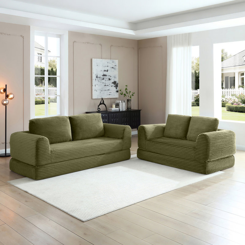 Canapé-lit pliant convertible 2-en-1 avec mécanisme coulissant et conception modulaire pour des espaces de vie flexibles.