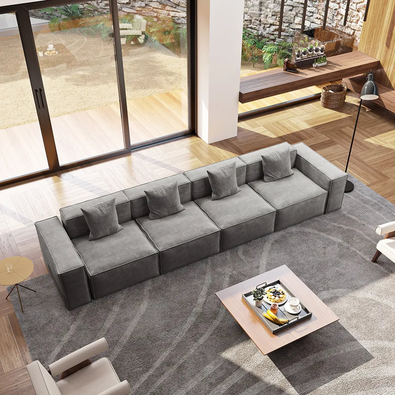 Canapé modulaire surdimensionné Barrett, Gris foncé, 4, H 30,2 po x l 147,63 po x P 37,8 po