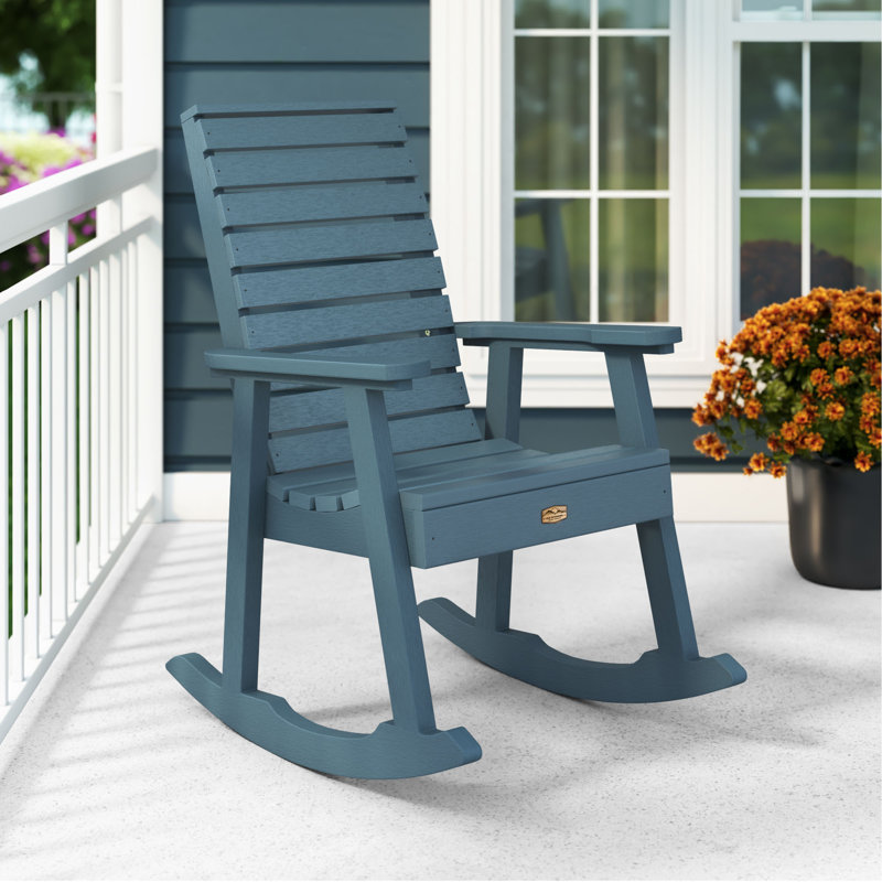 Chaise berçante en plastique Elisiah, Bleu Nantucket