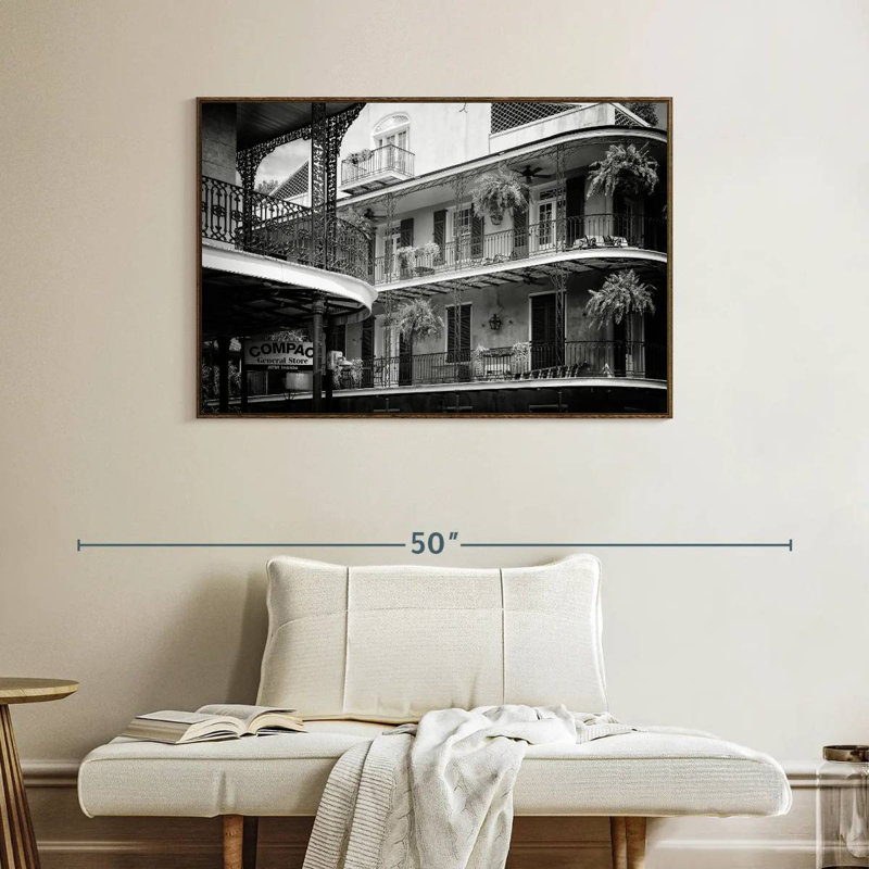 NOLA noir - façades de balcon Bourbon, Cadre flottant noyer, 40 po x 27 po
