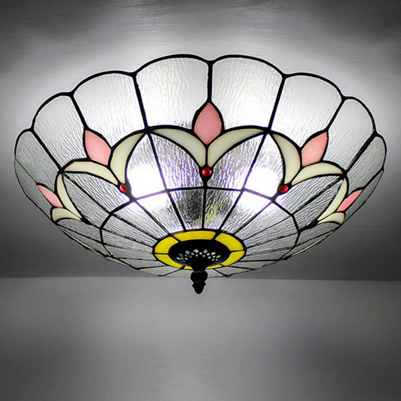 Plafonnier encastré en vitrail 2 lumières